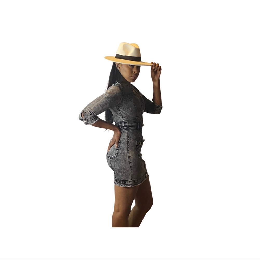 Acid wash denim dress